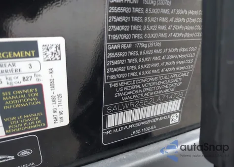 2020 Land Rover Range Rover Sport Hse Dynamic from USA, damaged, VIN SALWR2SE2LA714725